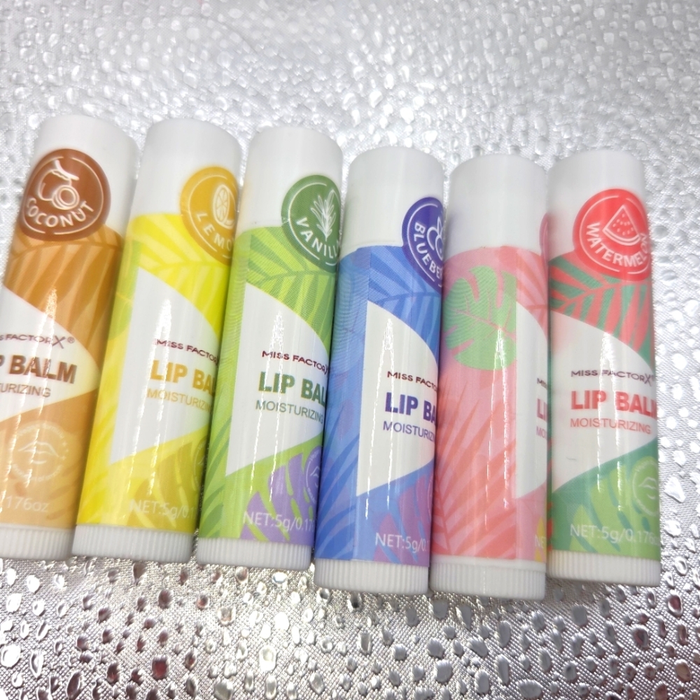 LIP BALM SET, Miss Factory  - Coconut, Lemon, Vanilla, Blueberry, Watermelon